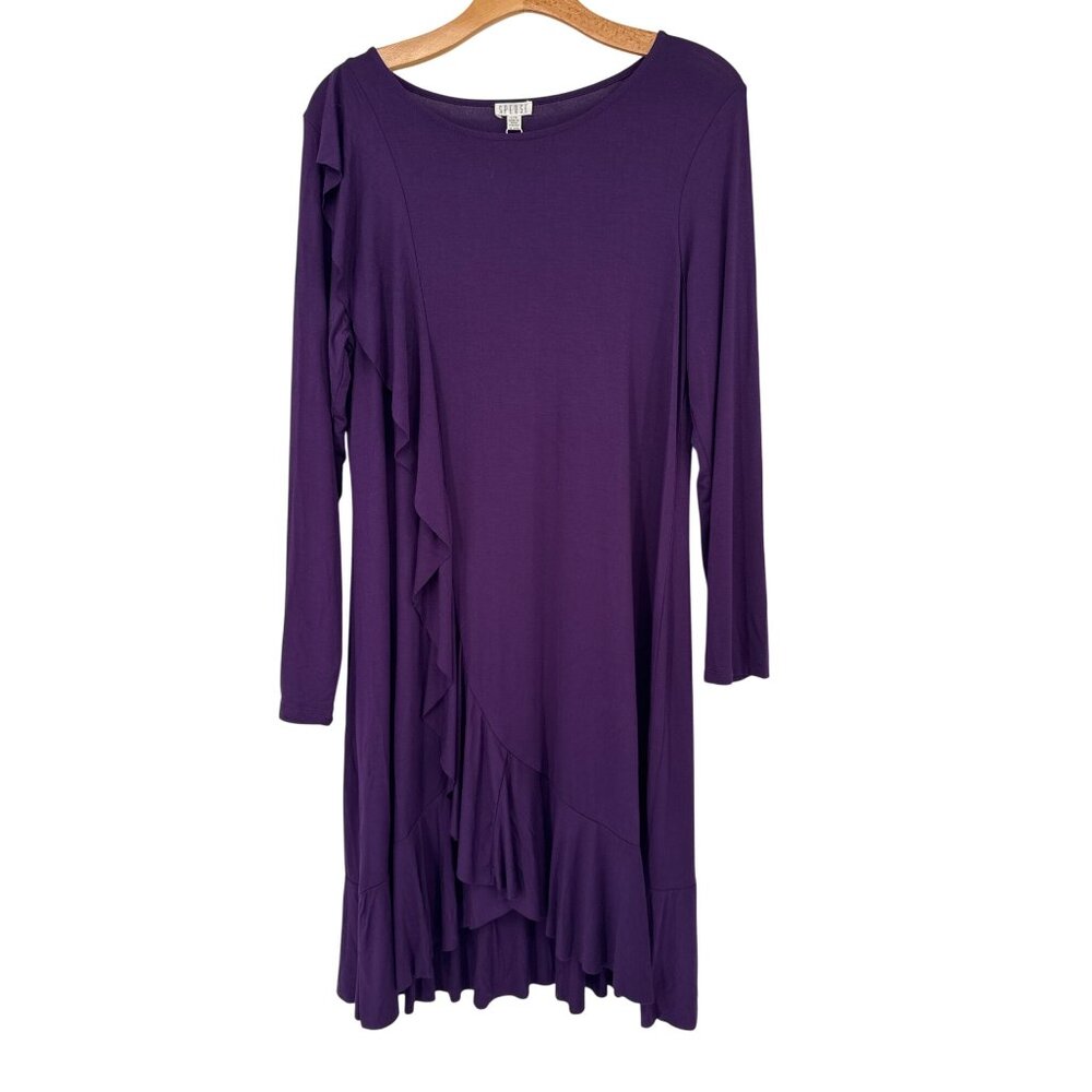 Spense Womens Purple Asymmetric Ruffled Hem Dress size Large knit new